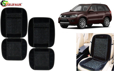 Selifaur Velvet, Wooden Bead Seating Pad For  Maruti Suzuki Vitara(Front Seats, Back Seats, Office Chair Black)