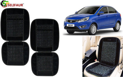 Selifaur Velvet, Wooden Bead Seating Pad For  Tata Zest(Front Seats, Back Seats, Office Chair Black)