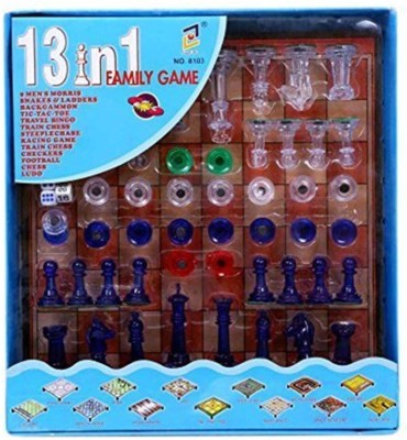 koynas 13 in 1 Family Board Games Magnetic Ludo, Chess, Snake and Ladder and More Board Game for Kids Board Game Accessories Board Game