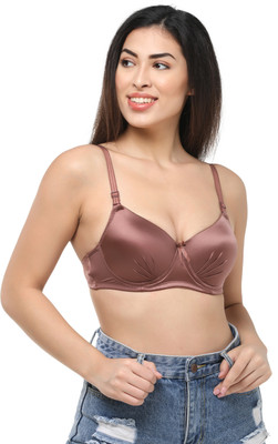 LADIESBEAUTY Women T-Shirt Lightly Padded Bra(Brown)