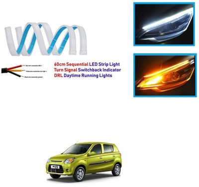Auto Smart Look ASL2574	Car Led Strip for Headlight White Daytime Running Light, Turn Signal Yellow/Amber Indicator Light Lamp DRL 12v (Left&Right) For Maruti Alto 800 Car Fancy Lights(White, Yellow)