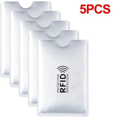 RFID 1 Card Holder(Set of 5, Silver)