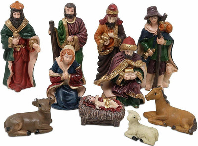 MEventos Christmas Crib Nativity set , Holy Family with baby Jesus Separate Pieces 10 cm Pack of 10 MEventos Christmas Crib Nativity set , Holy Family with baby Jesus Separate Pieces 10 cm Pack of 10
