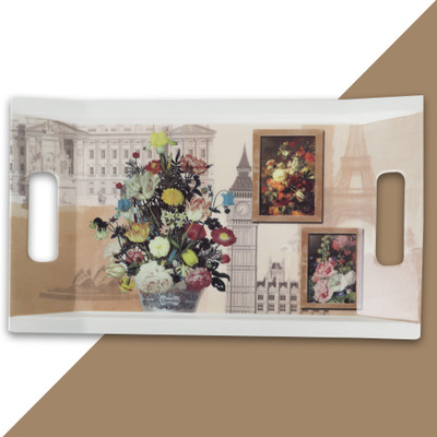 Zido Exclusive Melamine A Grade Quality Forever Medium Size Serving Tray with Italian Design (Model 68712 Bunch of Flower) Tray(Tray)