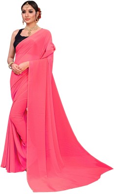 FANCYNINE Self Design, Solid/Plain Bollywood Georgette Saree(Multicolor)