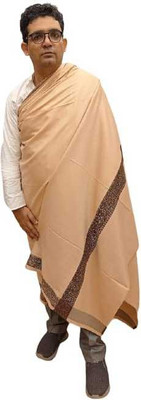 KASHMIR HANDLOOM Cashmere Self Design Men Shawl(Beige)