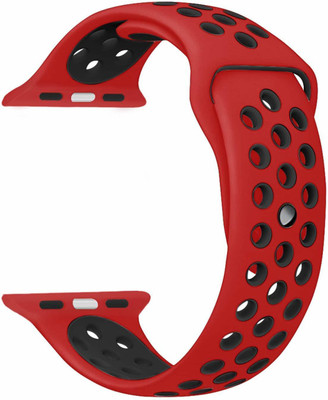 TINGTONG Soft Silicone Sport 42mm/44mm/45mm Red and Black Air Hole Smart Watch Strap(Red, Black)