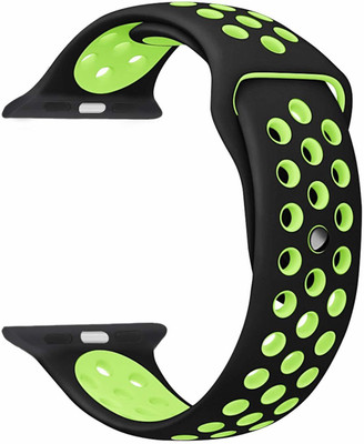 Slugabed Soft Silicone Sport 42mm/44mm Black and Volt Air Hole Smart Watch Strap(Black, Green)