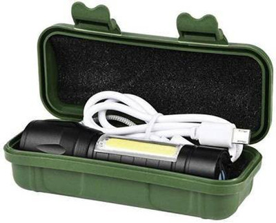 Texme Flashlight + Desk Lamp with Gift Box Focus Zoom Torch Light Torch(Black, Green, 4 cm, Rechargeable)