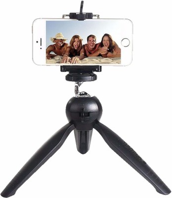 Foxton Mini Tripod Stand+ Universal Mobile Holder/Mobile Mount Clip, YT-228 for Digital Camera & iPhone, Android Phone Smartphones and Selfie Sticks, DSLR,with Universal Holder Tripod (Black, Supports Up to 1000 g) Tripod(Black, Supports Up to 1000 g)