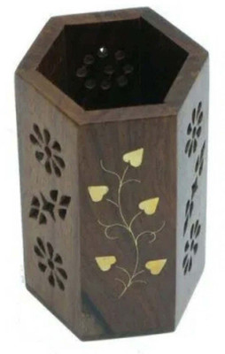 Y2M 1 Compartments Wooden Pen Stand(Brown)