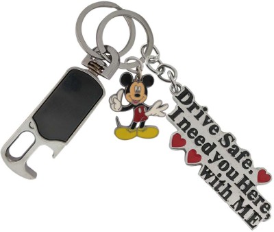 SHOKY LOOKS High quality silver metal drive safe I need you here with me with cartoon Mickey Mouse and high quality hanging hook. Key Chain