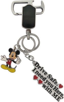 HANDSOME ISK High quality drive safe I need you here with me with cartoon mini Mickey Mouse and high quality hanging hook. Key Chain