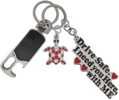 SHOKY LOOKS High quality silver metal drive safe I need you here with me with turtle (red-white) and high quality hanging hook. Key Chain