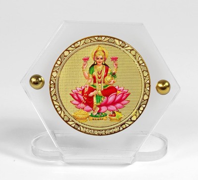 Eknoor Goldplated Hexa Lakshmi ji God Idol with japa mala (Prayer Beads) for Car Dashboard and Home Decorative Showpiece  -  12 cm(Gold Plated, Multicolor)