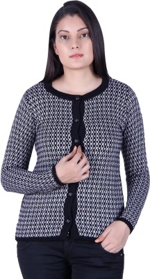 Ogarti Solid Round Neck Casual Women Blue, White Sweater