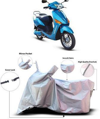 SEBONGO Waterproof Two Wheeler Cover for Hero(Electric Optima, Silver)