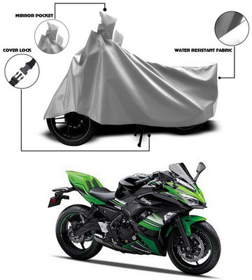 ANTHUB Waterproof Two Wheeler Cover for Kawasaki(Ninja 650, Silver)