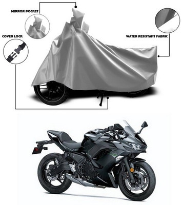 ANTHUB Waterproof Two Wheeler Cover for Kawasaki(Ninja 650, Silver)