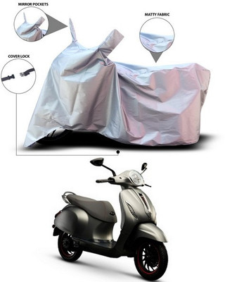 SEBONGO Waterproof Two Wheeler Cover for Bajaj(Chetak, Silver)