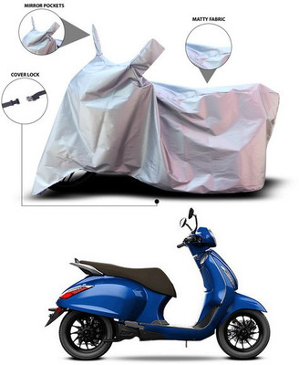 SEBONGO Waterproof Two Wheeler Cover for Bajaj(Chetak, Silver)