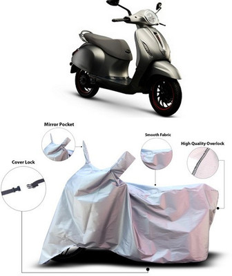 ANTHUB Waterproof Two Wheeler Cover for Bajaj(Chetak, Silver)