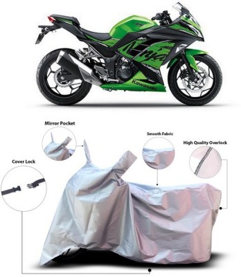 ANTHUB Waterproof Two Wheeler Cover for Kawasaki(Ninja 300, Silver)