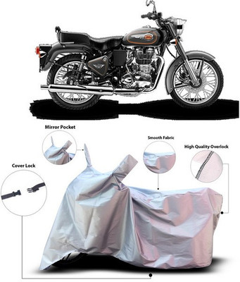 ANTHUB Waterproof Two Wheeler Cover for Royal Enfield(Bullet 500, Silver)