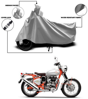 SEBONGO Waterproof Two Wheeler Cover for Royal Enfield(Bullet Trials 350, Silver)