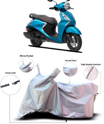 ANTHUB Waterproof Two Wheeler Cover for Yamaha(Fascino, Silver)