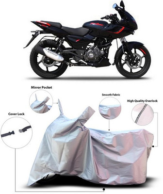 SEBONGO Two Wheeler Cover for Bajaj(Pulsar 180 DTS-i, Silver)