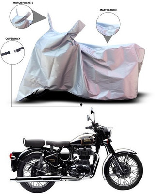 ANTHUB Waterproof Two Wheeler Cover for Royal Enfield(Classic Chrome, Silver)