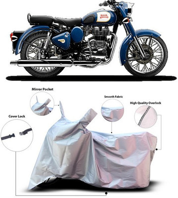 ANTHUB Waterproof Two Wheeler Cover for Royal Enfield(Bullet 350, Silver)