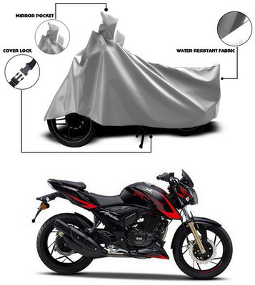 SEBONGO Waterproof Two Wheeler Cover for TVS(Apache RTR 200 4V, Silver)
