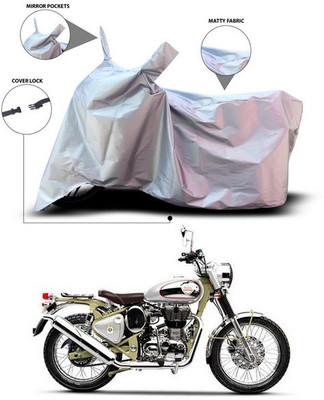 ANTHUB Waterproof Two Wheeler Cover for Royal Enfield(Bullet Trials 500, Silver)