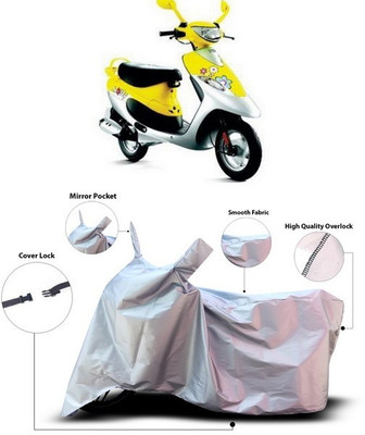 ANTHUB Waterproof Two Wheeler Cover for TVS(Scooty Pep+, Silver)