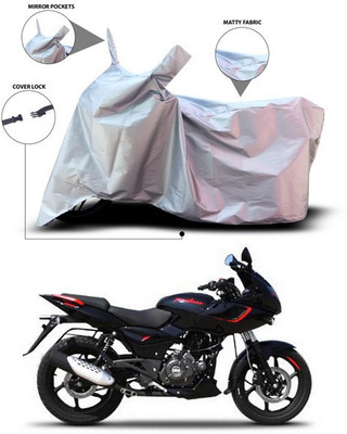 SEBONGO Waterproof Two Wheeler Cover for Bajaj(Pulsar 180 DTS-i, Silver)