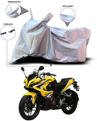 SEBONGO Waterproof Two Wheeler Cover for Bajaj(Pulsar 200 NS DTS-i, Silver)