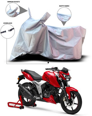 SEBONGO Waterproof Two Wheeler Cover for TVS(Apache RTR 200 4V, Silver)