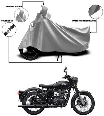 ANTHUB Waterproof Two Wheeler Cover for Royal Enfield(Classic 500, Silver)