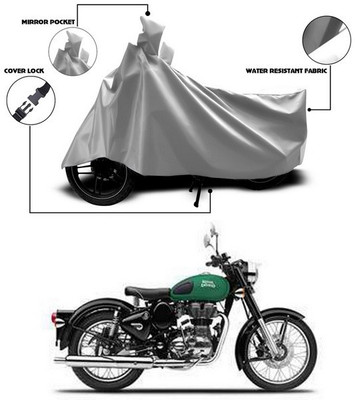 ANTHUB Waterproof Two Wheeler Cover for Royal Enfield(Classic 350, Silver)