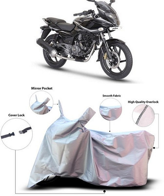 SEBONGO Waterproof Two Wheeler Cover for Bajaj(Pulsar 220 DTS-i, Silver)