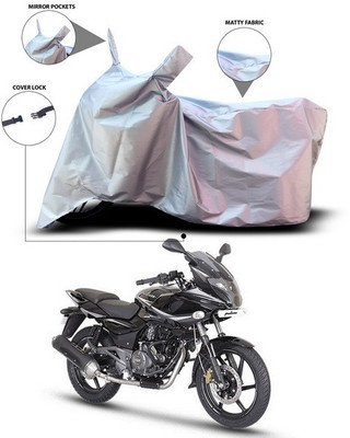 SEBONGO Waterproof Two Wheeler Cover for Bajaj(Pulsar 220 DTS-i, Silver)