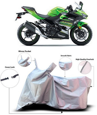 SEBONGO Waterproof Two Wheeler Cover for Kawasaki(Ninja, Silver)