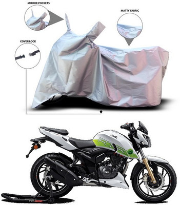 SEBONGO Waterproof Two Wheeler Cover for TVS(Apache RTR 200 4V, Silver)