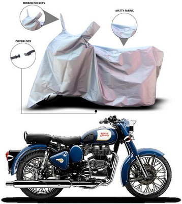 SEBONGO Waterproof Two Wheeler Cover for Royal Enfield(Bullet 350, Silver)