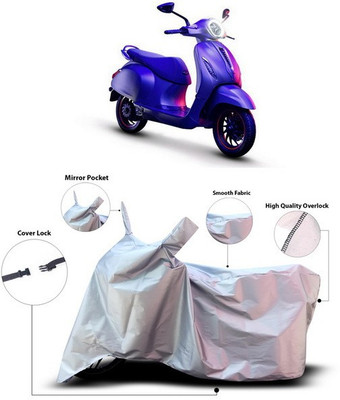 ANTHUB Waterproof Two Wheeler Cover for Bajaj(Chetak, Silver)