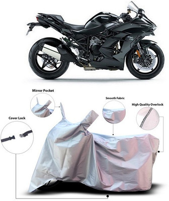 ANTHUB Waterproof Two Wheeler Cover for Kawasaki(Ninja H2, Silver)