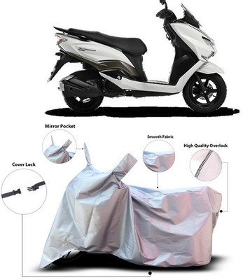 ANTHUB Waterproof Two Wheeler Cover for Suzuki(Burgman Street, Silver)