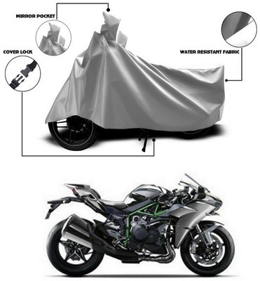ANTHUB Waterproof Two Wheeler Cover for Kawasaki(Ninja H2, Silver)